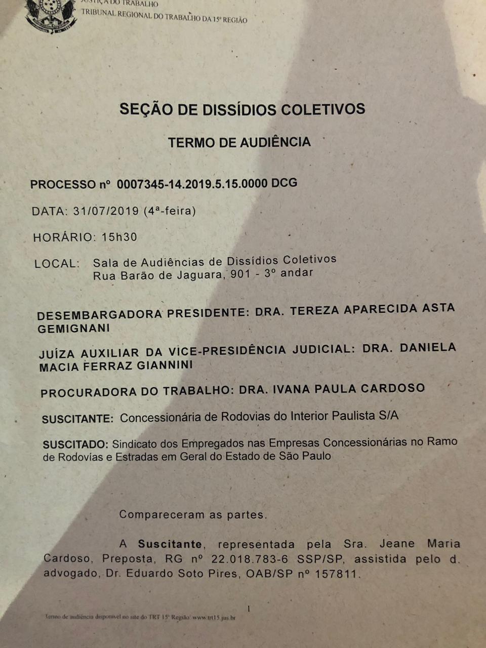 ATA INTERVIAS DISSIDIO DE GREVE